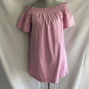 Vineyard Vines Pink and White Striped Off-Shoulder Dress